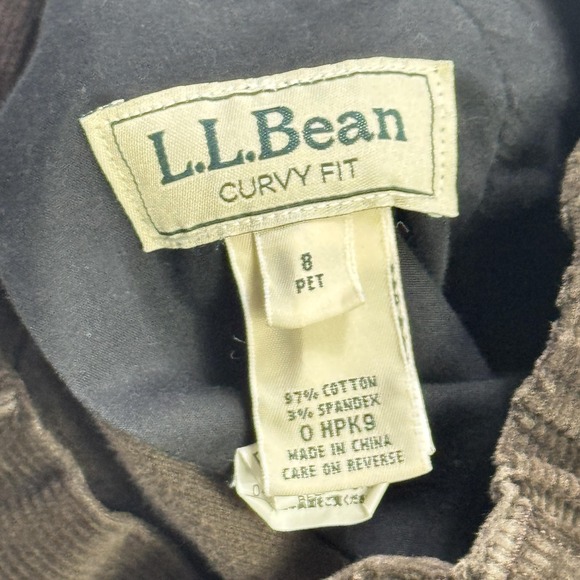 L.L. Bean Pants Womens 8 Petites Brown Corduroy Dress Pants Pleated Straight - Picture 2 of 8